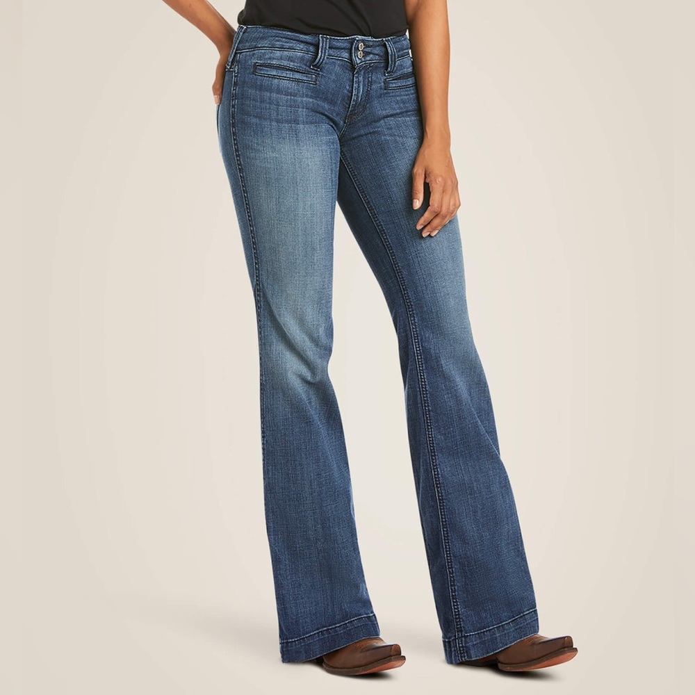 Trouser Mid Rise Stretch Outseam Ella Wide Leg Jean - 29R